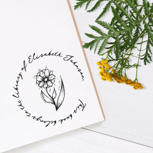 Hand-drawn Flower Custom Name Handwriting Book Self-inking Stamp