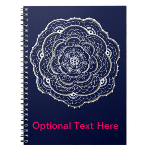 Hand Drawn Flower Doily Design Spiral Notebook