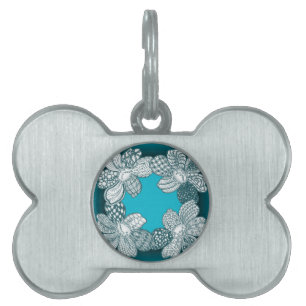 Hand Drawn Flower Lei Choose Any Colour Pet ID Tag