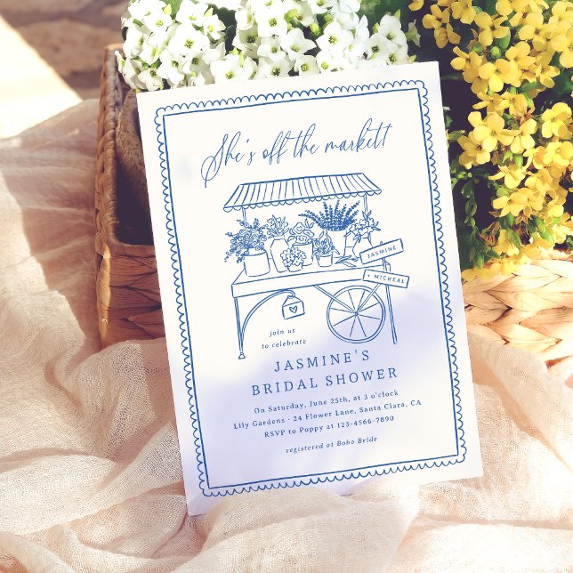 Hand Drawn Flower Market Budget Bridal Shower (Card Front Mock-up)