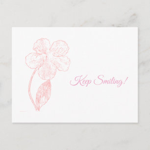 Hand Drawn Flower Minimalist Pink Postcard