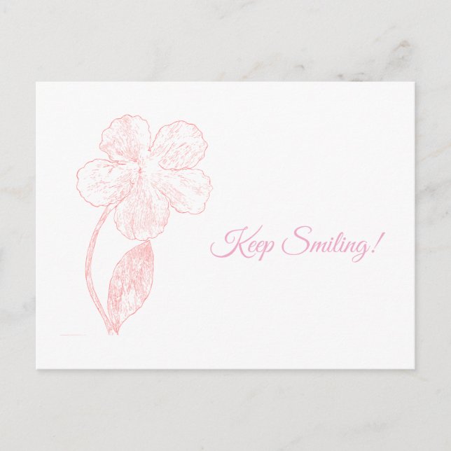 Hand Drawn Flower Minimalist Pink Postcard (Front)
