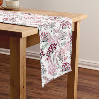 Hand Drawn Flower Pattern Medium Table Runner