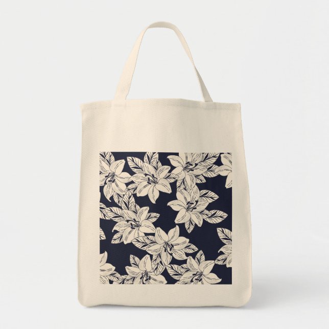 Hand Drawn Flower Tote Bag (Front)