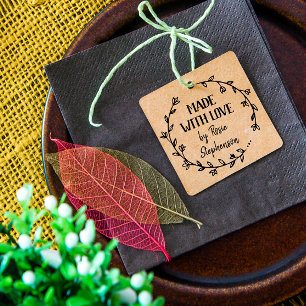 Hand Drawn Flower Wreath Made With Love Rubber Stamp