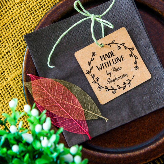 Hand Drawn Flower Wreath Made With Love Rubber Stamp (Creator Uploaded)