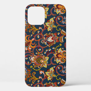 Hand Drawn Flowers: Colourful Navy Pattern iPhone 12 Case
