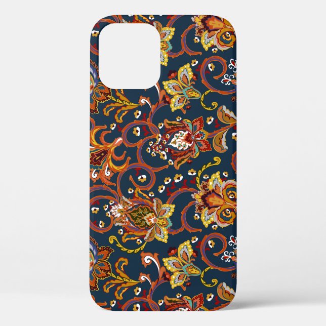 Hand Drawn Flowers: Colourful Navy Pattern Case-Mate iPhone Case (Back)