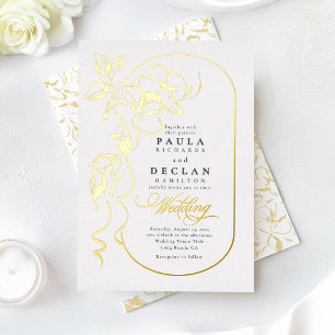 Hand-drawn Flowers Elegant White Wedding