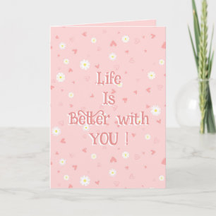 Hand-Drawn Flowers & Hearts Folded Holiday Card