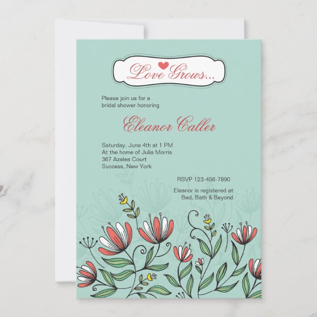 Hand Drawn Flowers Invitation (Front)