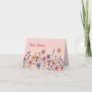 Hand-drawn Flowers Personalised Notecard