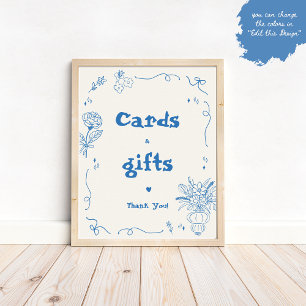 Hand Drawn Flowers Whimsical Cards and Gifts Sign 