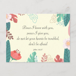 Hand drawn flowers with John 14:27 Bible Verse Postcard