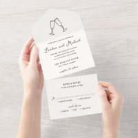 Hand Drawn Flutes Doodle Modern Wedding
