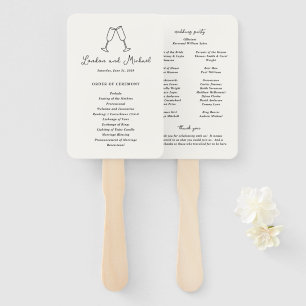 Hand Drawn Flutes Doodle Modern Wedding Program Hand Fan