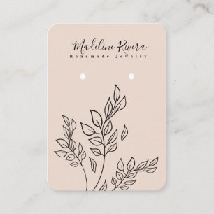 Hand Drawn Foilage Handmade Earring Display Card