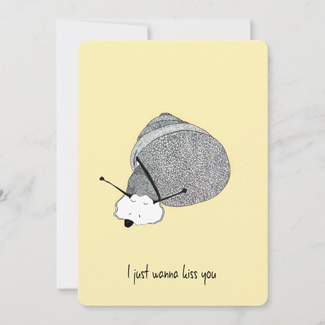 Hand Drawn Folded Yellow Greeting Card With Snail (Front)