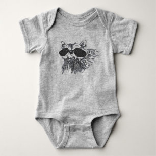 Hand-drawn Forest Animal Wildlife Racoon Baby Bodysuit