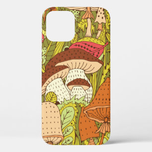 Hand drawn forest pattern with different types of  iPhone 12 case