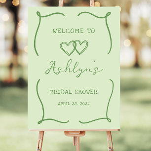 Hand Drawn Frame Green Bridal Shower Acrylic Sign