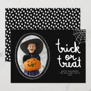 Hand Drawn Frame Trick Or Treat Halloween Photo Card