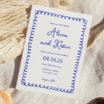 Hand Drawn French Blue Wedding Invitations<br><div class="desc">Hand Drawn French Blue Wedding Invitations for Your Special Day!</div>
