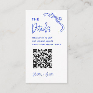 Hand Drawn French Blue Wedding QR Details  Enclosure Card