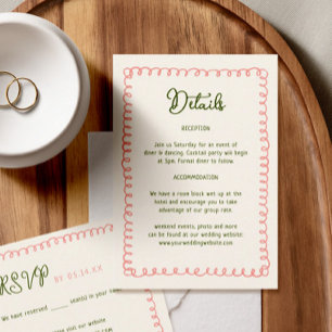 Hand Drawn French Fun Wedding Details  Enclosure Card