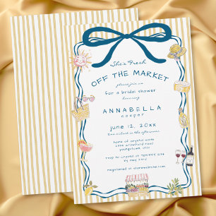 Hand Drawn Fresh Off the Market Bridal Shower Invitation
