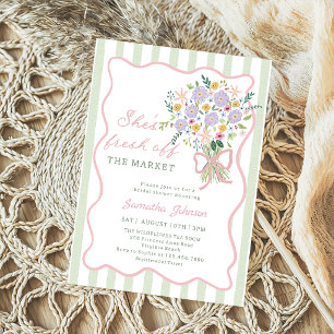 Hand drawn Fresh Off the Market Bridal Shower Invitation