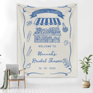 Hand Drawn Fresh Off the Market Bridal Shower Tapestry