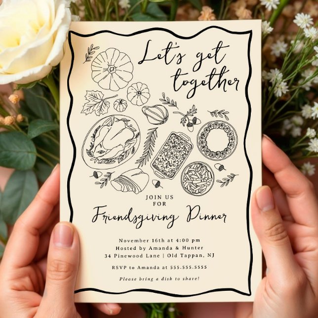 Hand Drawn Friendsgiving Dinner Invitation (Creator Uploaded)