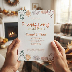 Hand drawn Friendsgiving Dinner Party Invitation