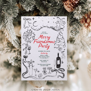 Hand Drawn Friendsmas Christmas Party Invitation