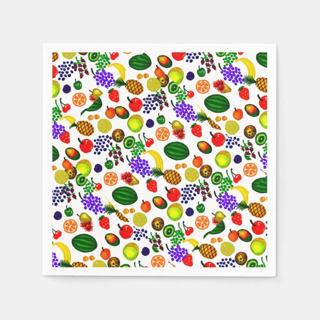 Hand Drawn Fruit Medley Pattern Napkin (Front)