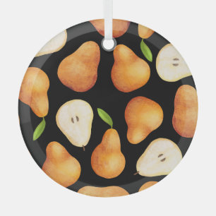 Hand-drawn fruits, realistic seamless pattern. glass tree decoration