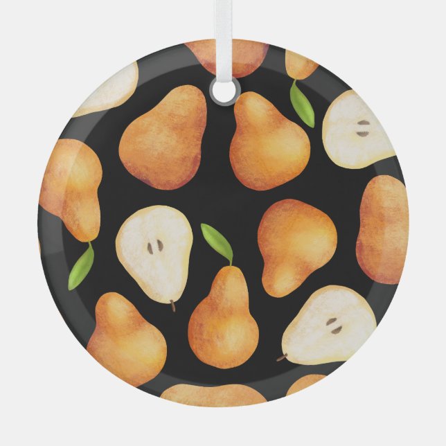 Hand-drawn fruits, realistic seamless pattern. glass tree decoration (Front)