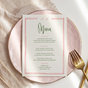 Hand Drawn Fun Colourful Pink and Green Flat Menu