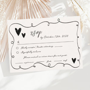 Hand Drawn Fun Scribble Squiggle RSVP Wedding Enclosure Card