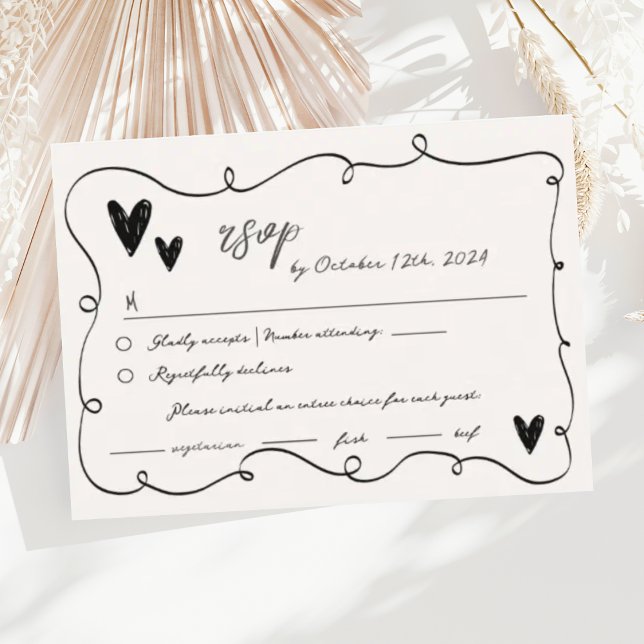 Hand Drawn Fun Scribble Squiggle RSVP Wedding  Enclosure Card (Creator Uploaded)