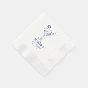 Hand Drawn funky Cocktail Girl Birthday Napkin
