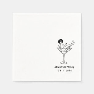 Hand Drawn funky Cocktail Girl Birthday Napkin