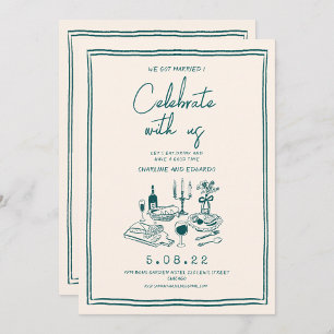 Hand drawn Funky Contemporary Wedding Invitation