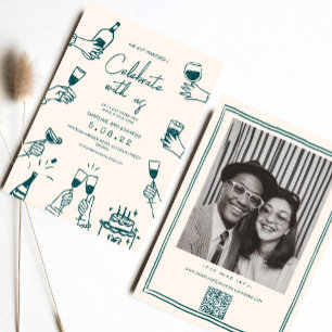Hand drawn Funky Contemporary Wedding Invitation