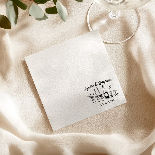 Hand drawn funky Custom Wedding Reception Napkin (Creator Uploaded)