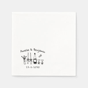 Hand drawn funky Custom Wedding Reception Napkin