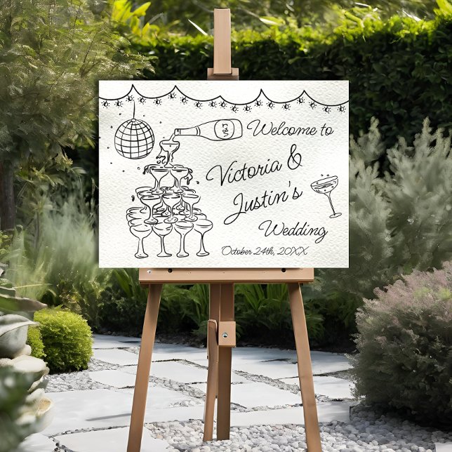 Hand drawn Funky Doodle Wedding Welcome Sign (Creator Uploaded)