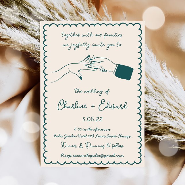 Hand Drawn Funky Drawing Hand Writting Wedding Invitation (Creator Uploaded)