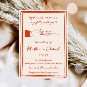 Hand Drawn Funky Drawing Hand Writting Wedding Invitation